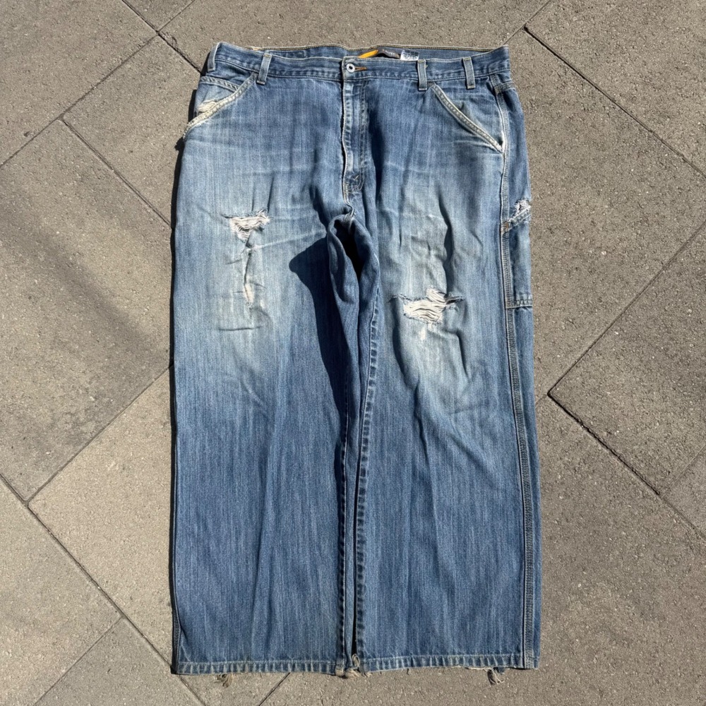 Levis SilverTab Carpenter Jeans Mens 40x28 Distressed Baggy Blue Denim Vintage